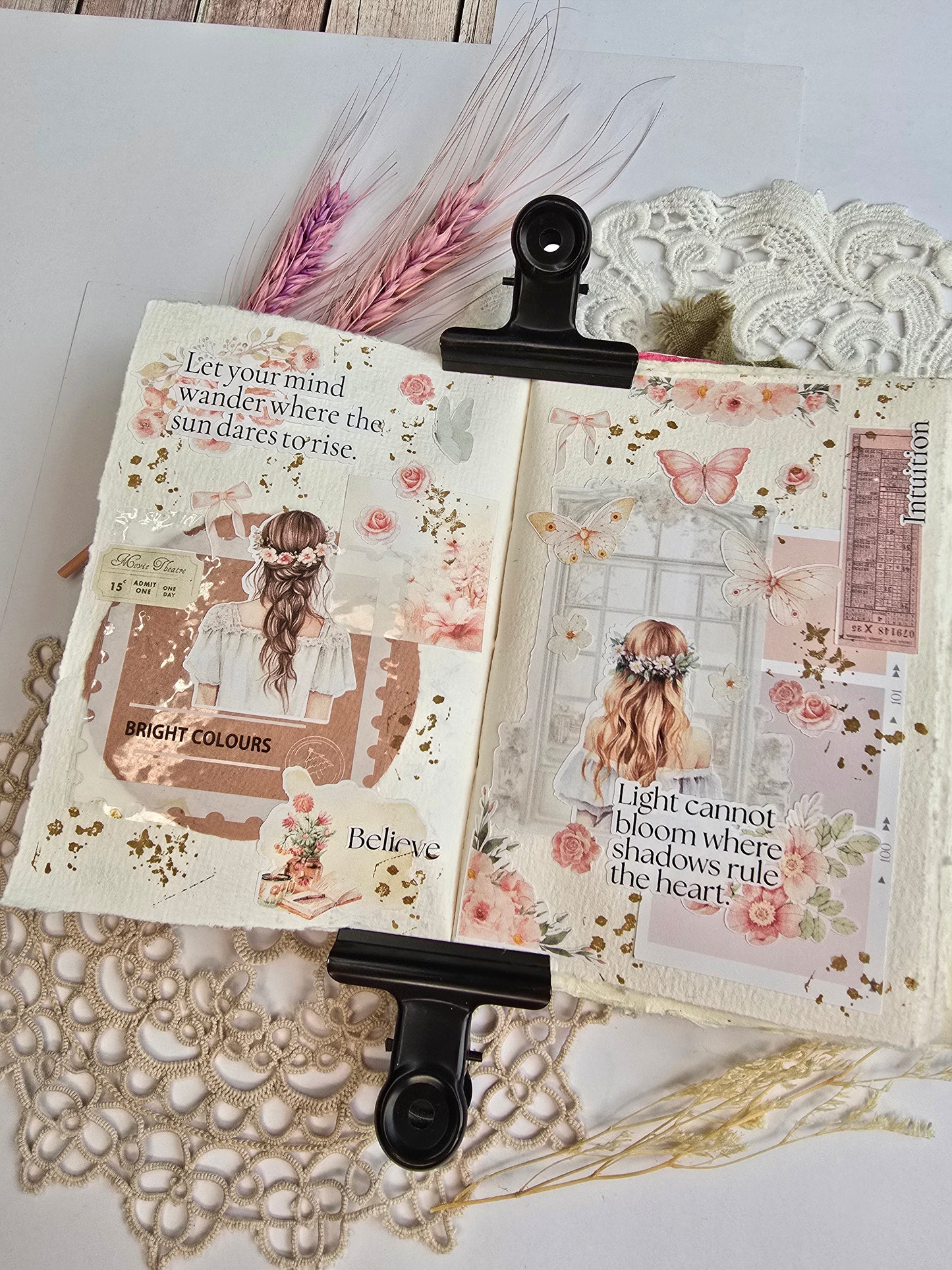 Boho Sticker Set – 11 pastel motifs with girls &amp; sayings for journaling &amp; DIY