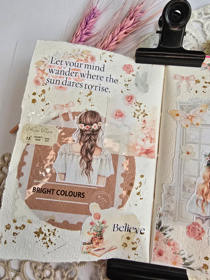 Boho Sticker Set – 10 pastel motifs with girls, sayings &amp; butterflies for journal &amp; DIY