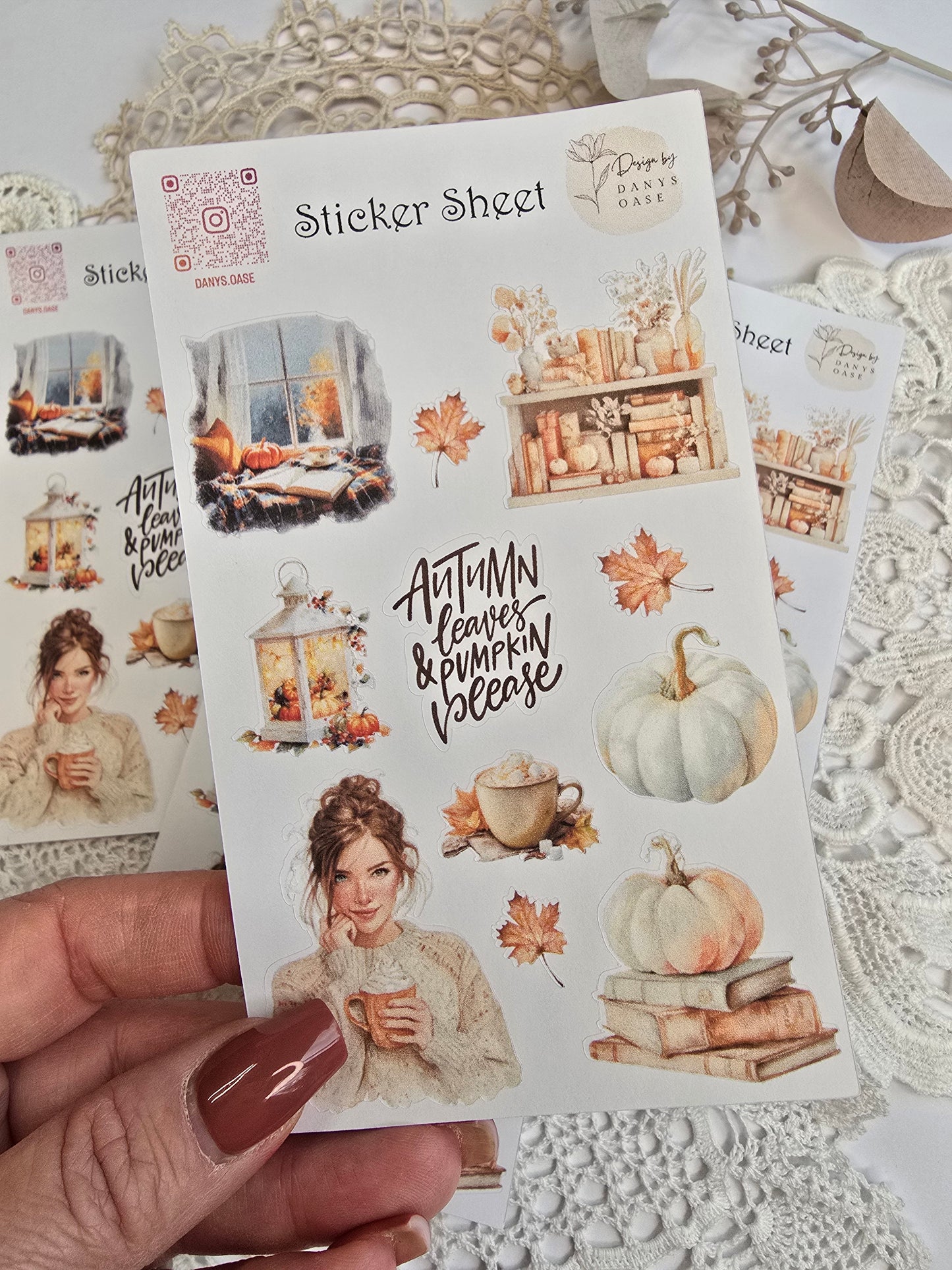 Autumn Sticker Set – 11 pumpkin motifs in watercolor vintage style for journaling &amp; decoration