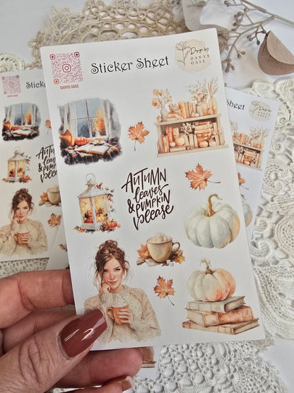 Autumn Sticker Set – 11 pumpkin motifs in watercolor vintage style for journaling &amp; decoration