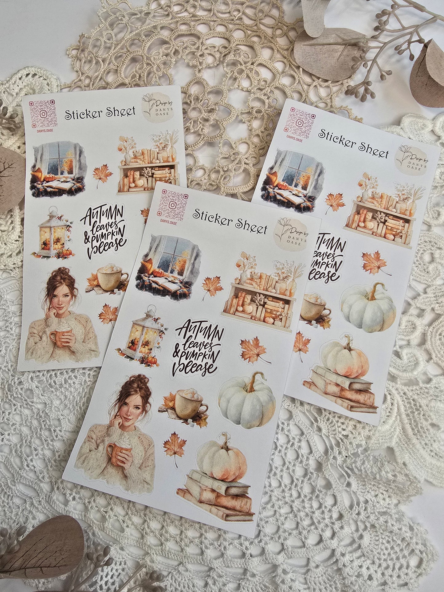 Autumn Sticker Set – 11 pumpkin motifs in watercolor vintage style for journaling &amp; decoration