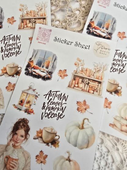 Autumn Sticker Set – 11 pumpkin motifs in watercolor vintage style for journaling &amp; decoration