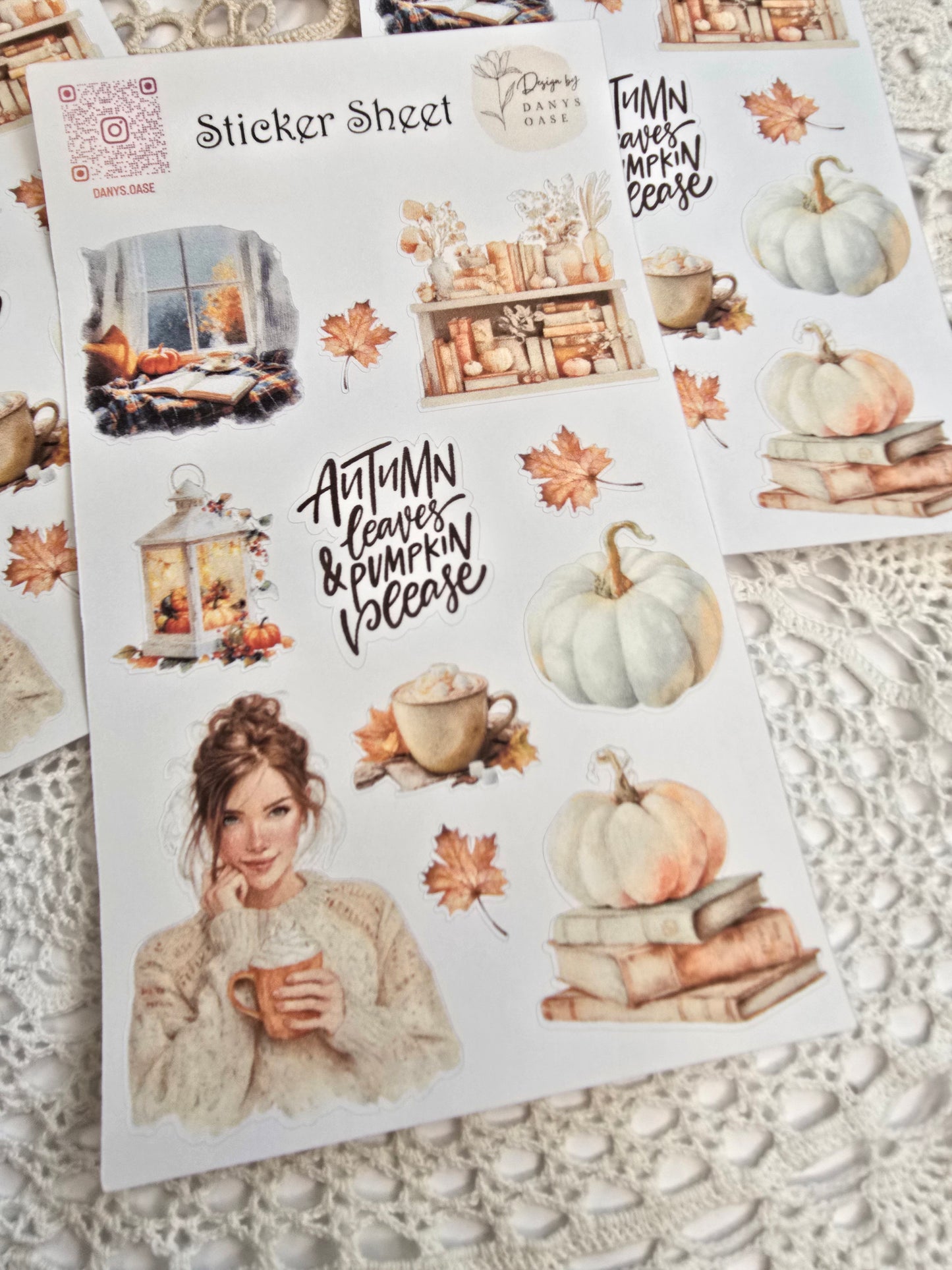 Autumn Sticker Set – 11 pumpkin motifs in watercolor vintage style for journaling &amp; decoration