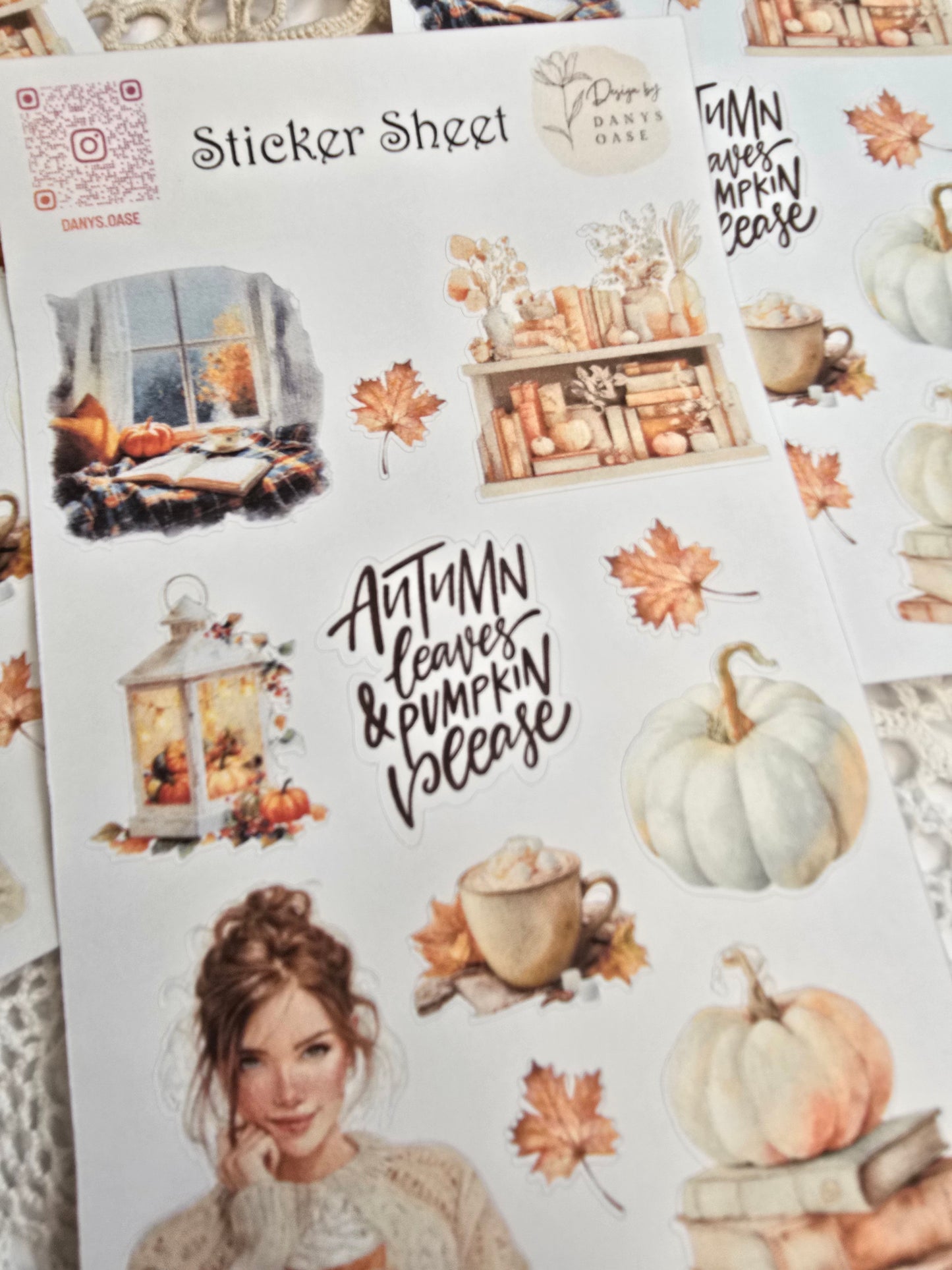 Autumn Sticker Set – 11 pumpkin motifs in watercolor vintage style for journaling &amp; decoration