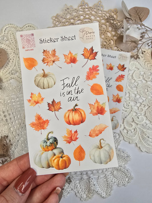 Herbst Sticker Set – 18 Aquarellmotive mit Kürbis & Blatt