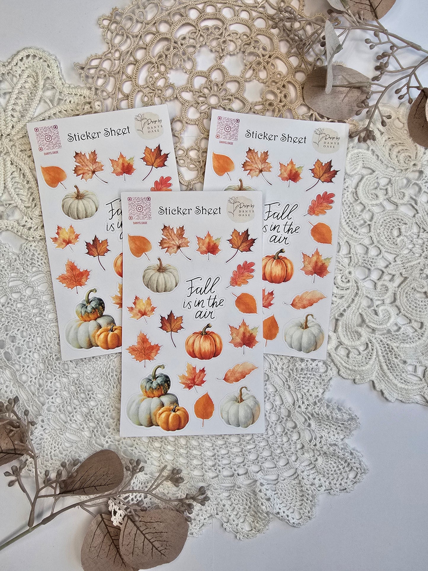 Herbst Sticker Set – 18 Aquarellmotive mit Kürbis & Blatt