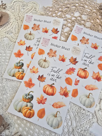 Herbst Sticker Set – 18 Aquarellmotive mit Kürbis & Blatt