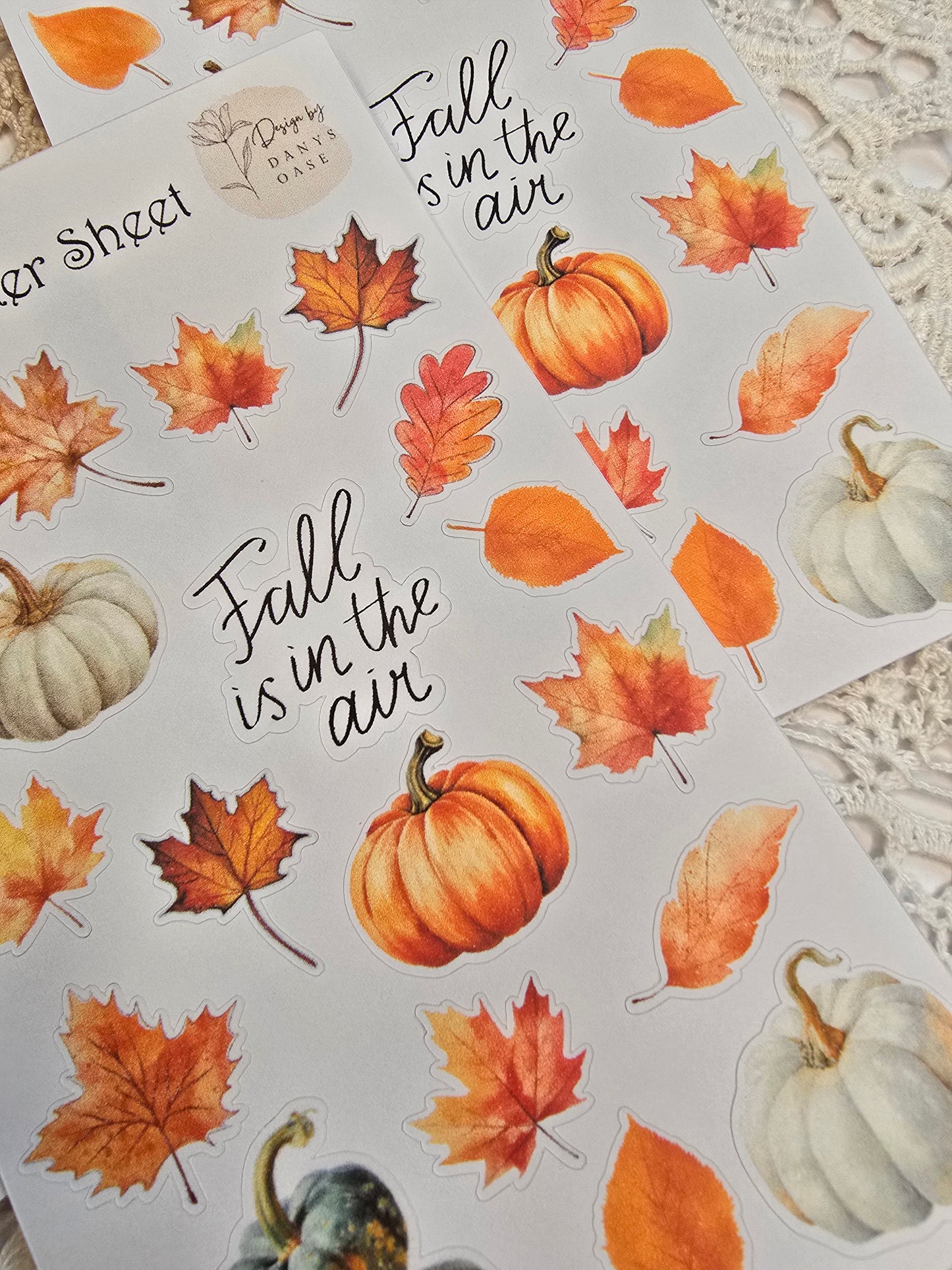 Herbst Sticker Set – 18 Aquarellmotive mit Kürbis & Blatt
