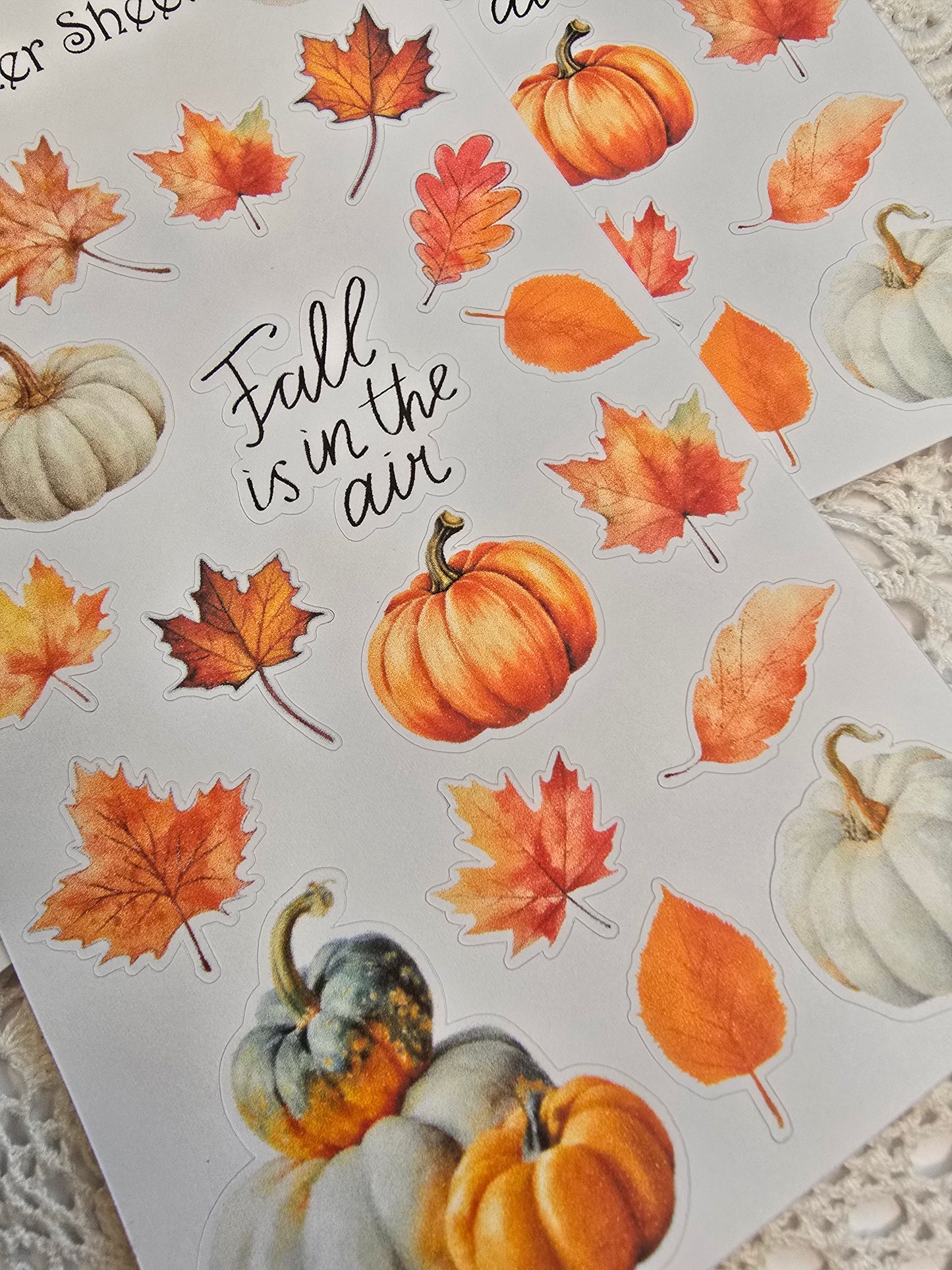 Herbst Sticker Set – 18 Aquarellmotive mit Kürbis & Blatt