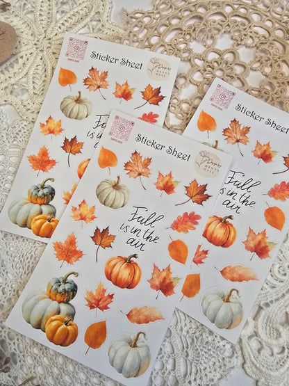 Herbst Sticker Set – 18 Aquarellmotive mit Kürbis & Blatt