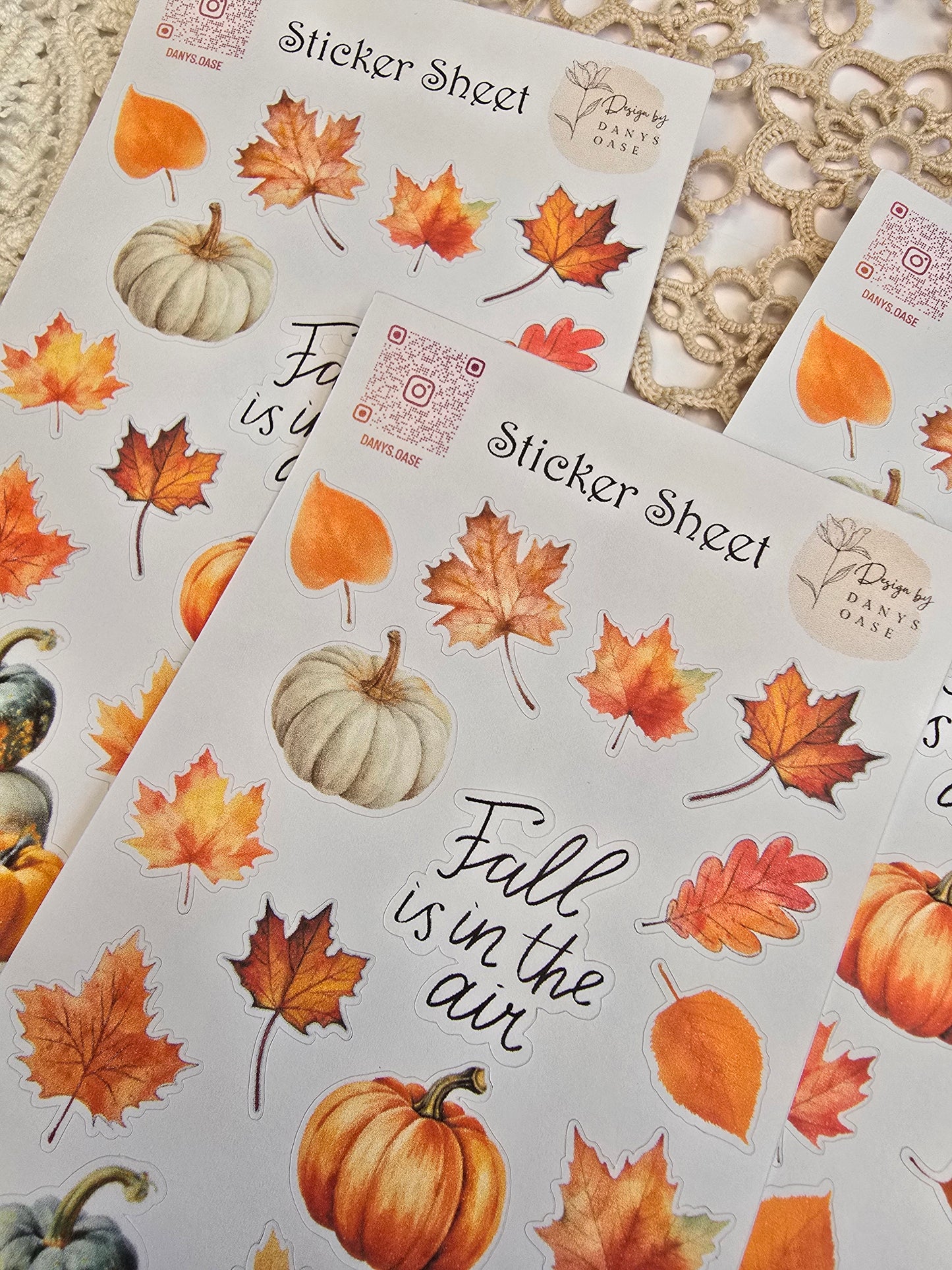 Herbst Sticker Set – 18 Aquarellmotive mit Kürbis & Blatt