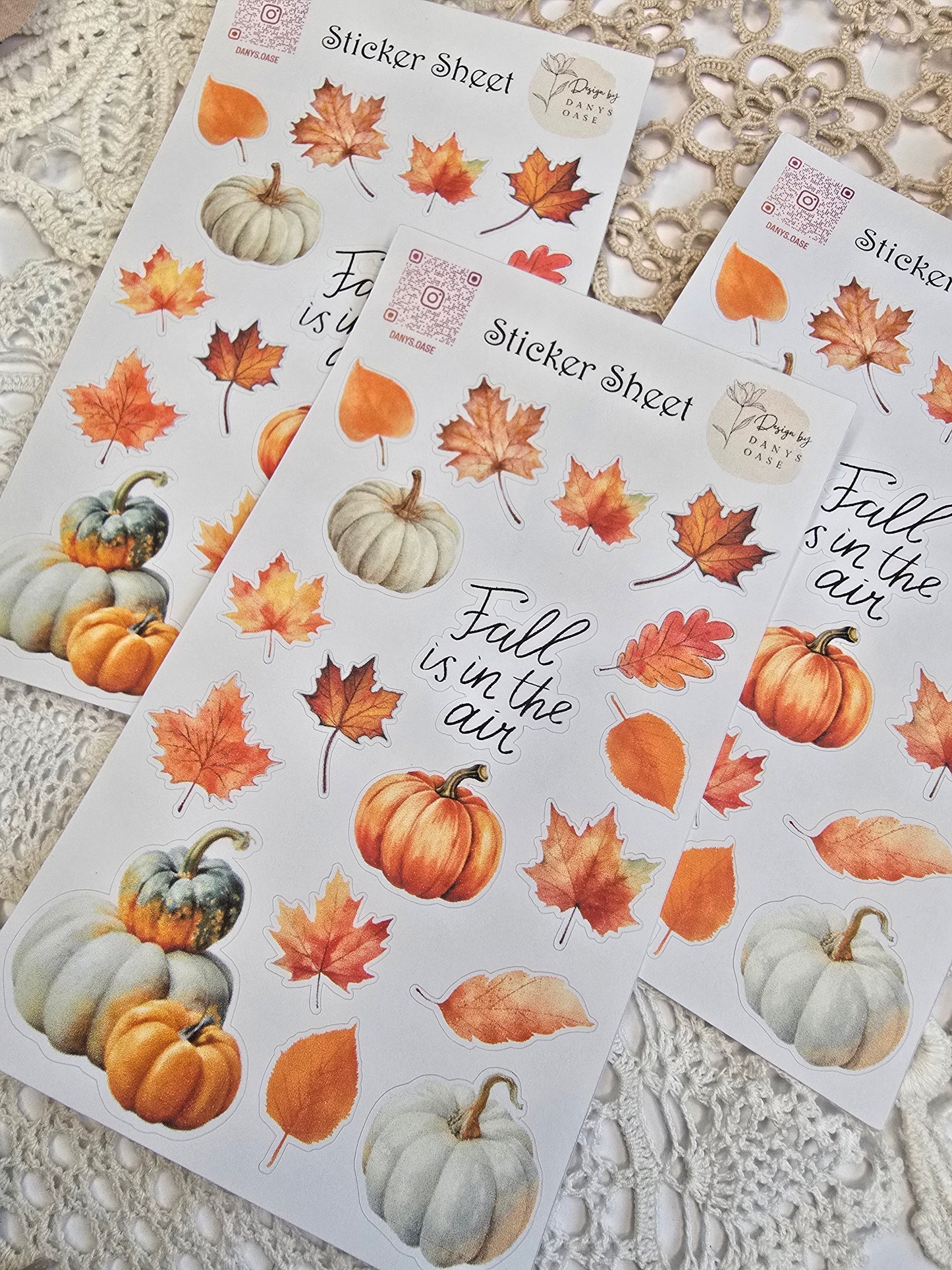 Herbst Sticker Set – 18 Aquarellmotive mit Kürbis & Blatt
