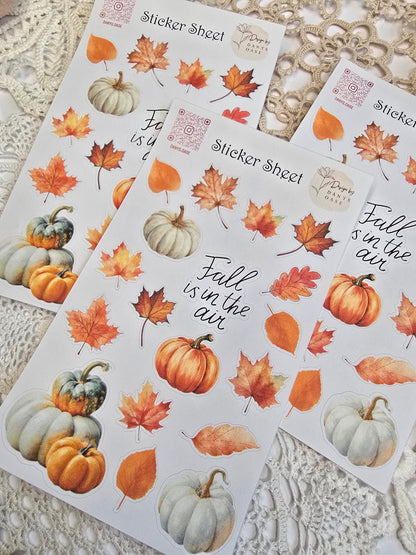 Herbst Sticker Set – 18 Aquarellmotive mit Kürbis & Blatt