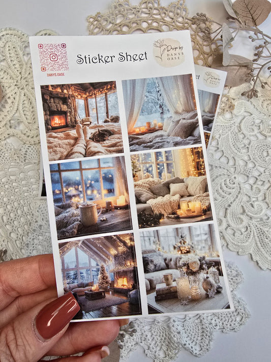 Winter Sticker Set – 6 Foto-Motive im Cozy Look