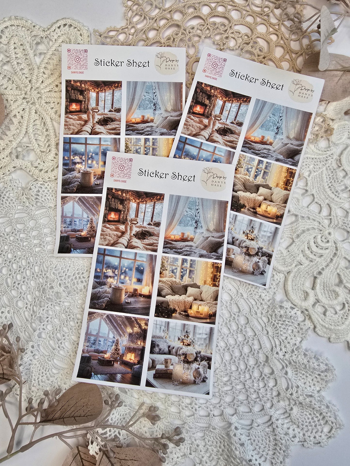 Winter Sticker Set – 6 Foto-Motive im Cozy Look
