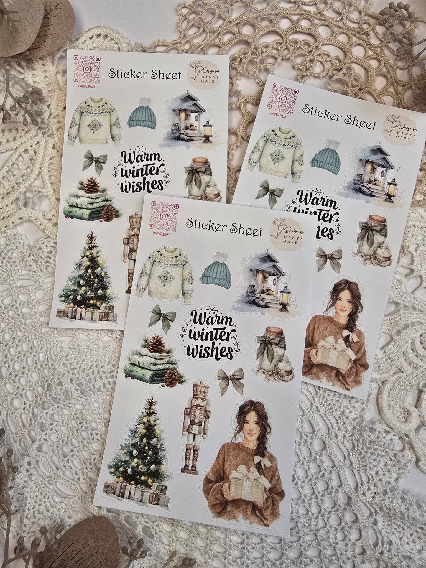 Winter Sticker Set – 11 cozy Aquarellmotive