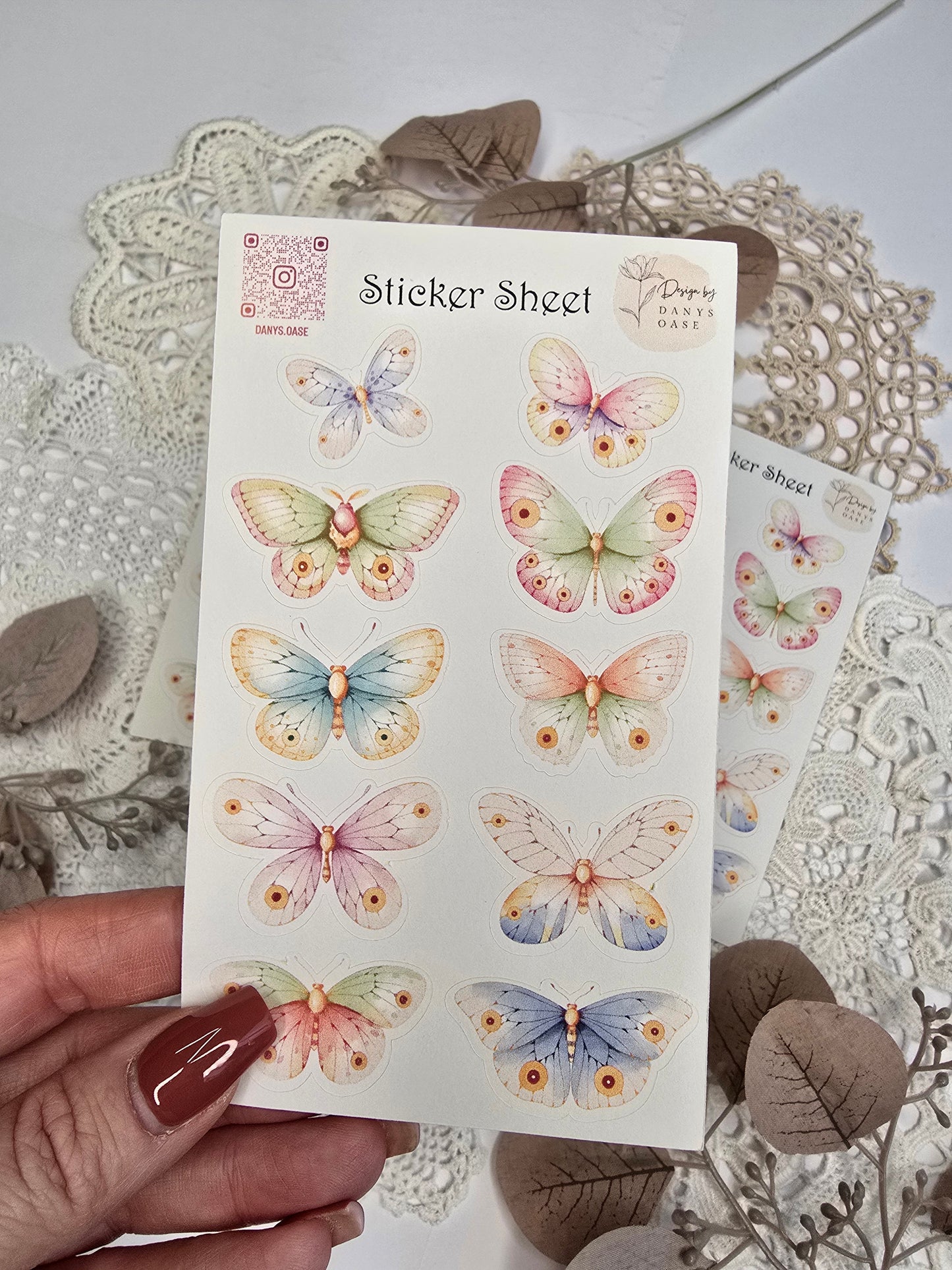 Butterfly Sticker Set – 10 colorful motifs for journaling, scrapbooking &amp; DIY