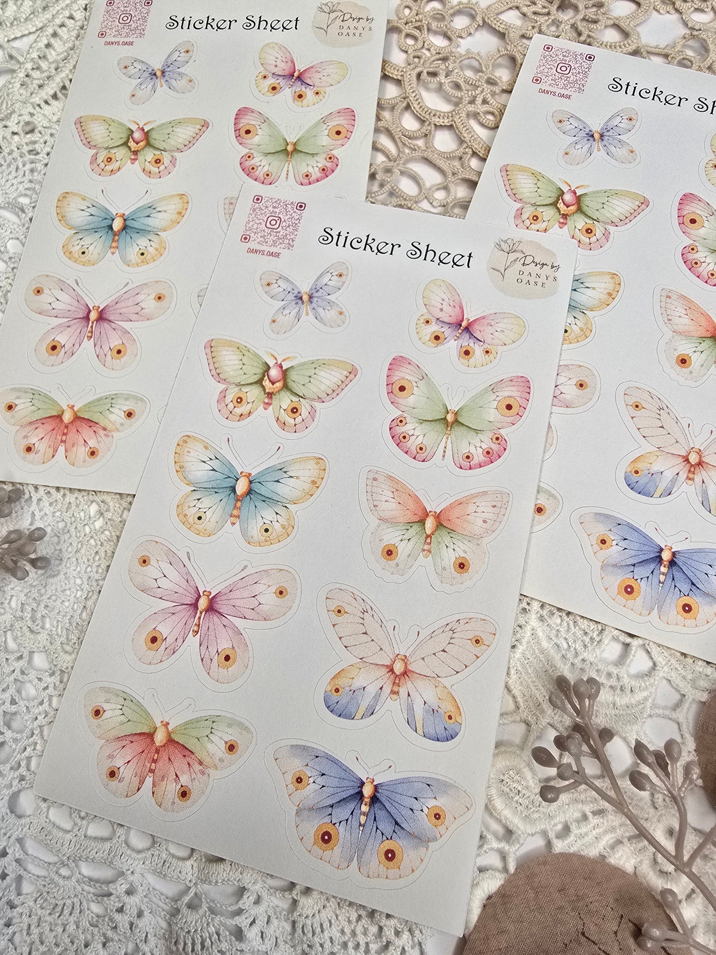 Butterfly Sticker Set – 10 colorful motifs for journaling, scrapbooking &amp; DIY