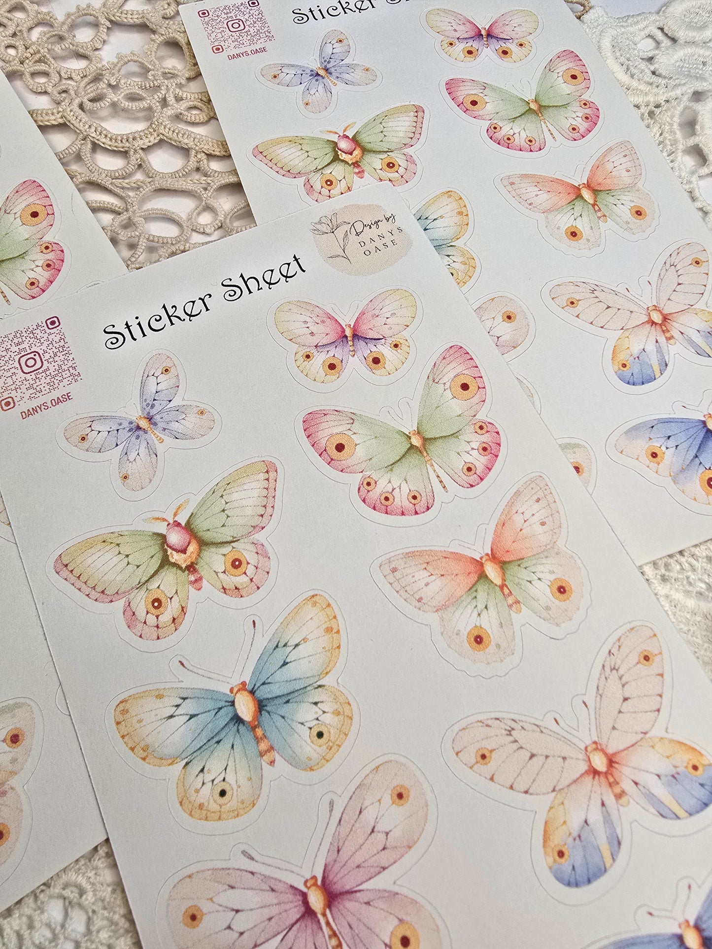 Butterfly Sticker Set – 10 colorful motifs for journaling, scrapbooking &amp; DIY