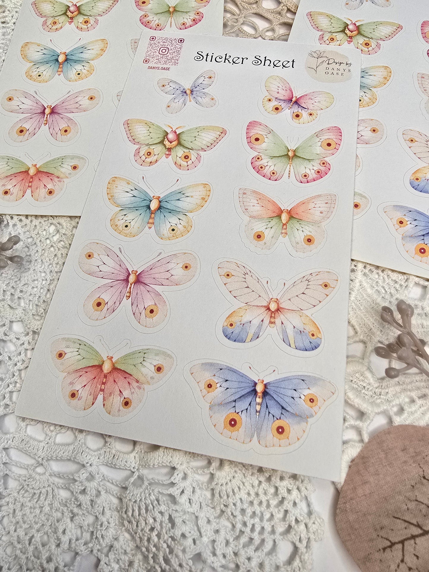 Butterfly Sticker Set – 10 colorful motifs for journaling, scrapbooking &amp; DIY