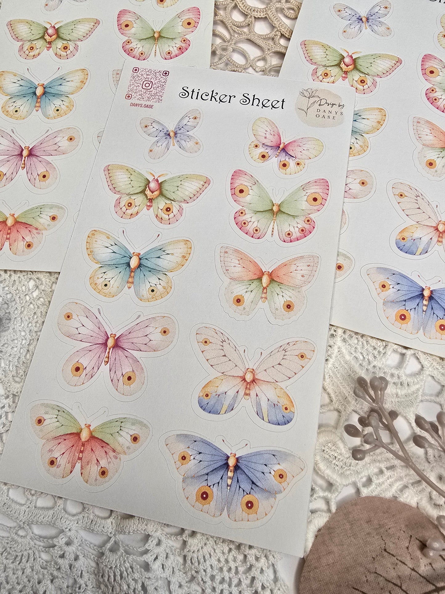 Butterfly Sticker Set – 10 colorful motifs for journaling, scrapbooking &amp; DIY