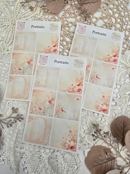 Portrait Sticker Set – 6 florale Pastellmotive