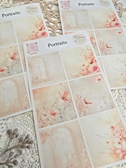 Portrait Sticker Set – 6 florale Pastellmotive