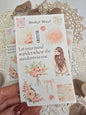 Boho Sticker Set – 11 Pastellmotive mit Mädchen, Blumen & Sprüchen