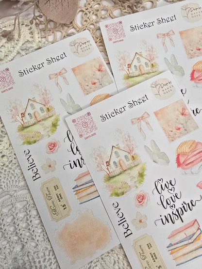 Boho Sticker Set – 10 pastel motifs with girls, sayings &amp; butterflies for journal &amp; DIY