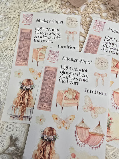 Boho Sticker Set – 11 pastel motifs with girls &amp; sayings for journaling &amp; DIY