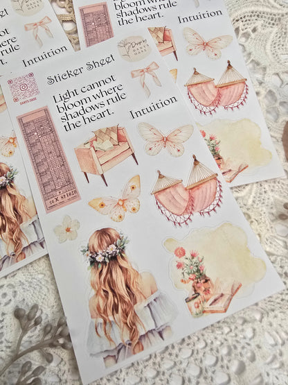 Boho Sticker Set – 11 pastel motifs with girls &amp; sayings for journaling &amp; DIY