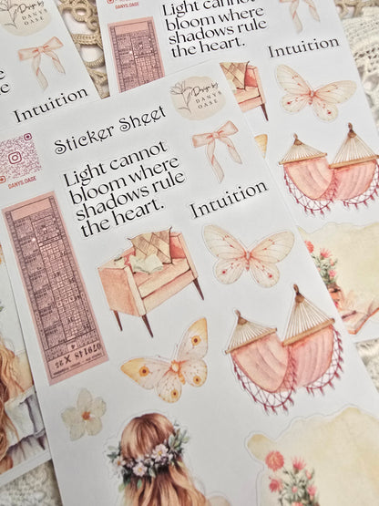Boho Sticker Set – 11 pastel motifs with girls &amp; sayings for journaling &amp; DIY