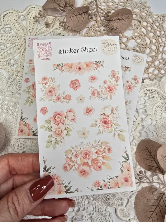 Boho Blumen Sticker Set – 14 florale Aquarell-Motive
