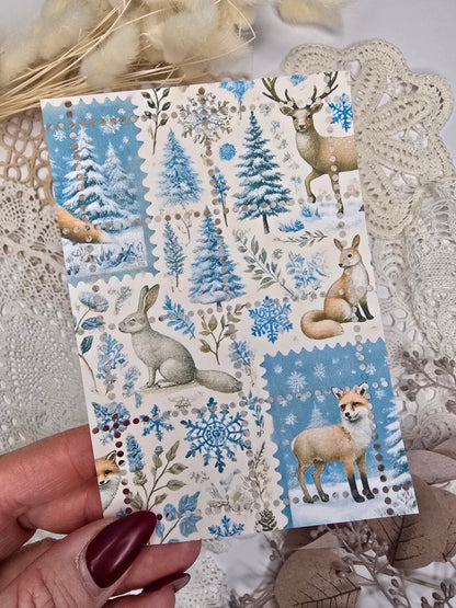 Briefmarke „Waldzauber – Schneekristall“ – Handmade Mini-Serie