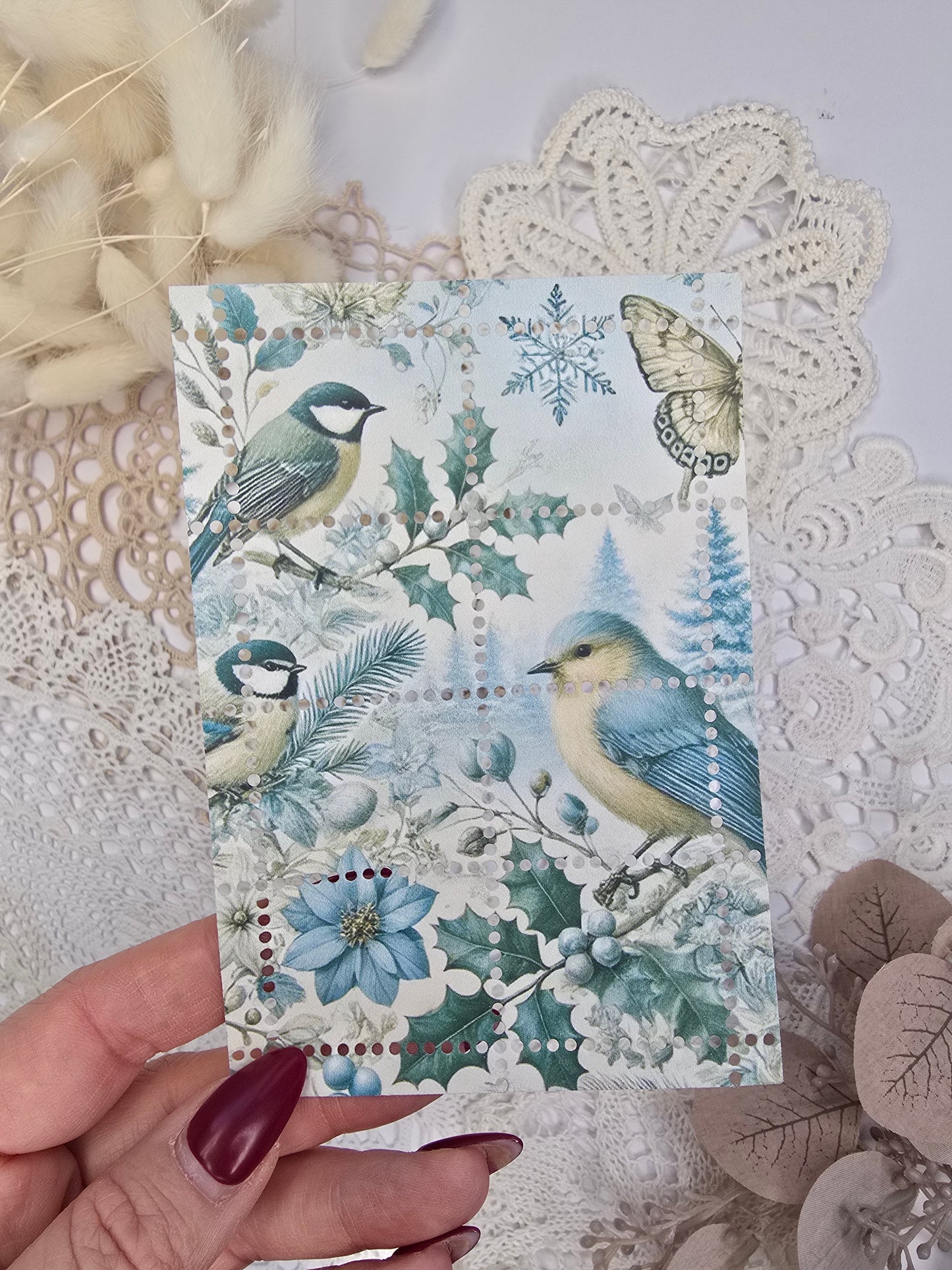 Briefmarke „Waldzauber – Eisglanz“ – Handmade Mini-Serie