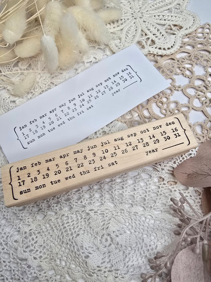 Stempel „Long Calendar“ – Kalender-Stempel 128 × 25 mm für Journaling & Planung