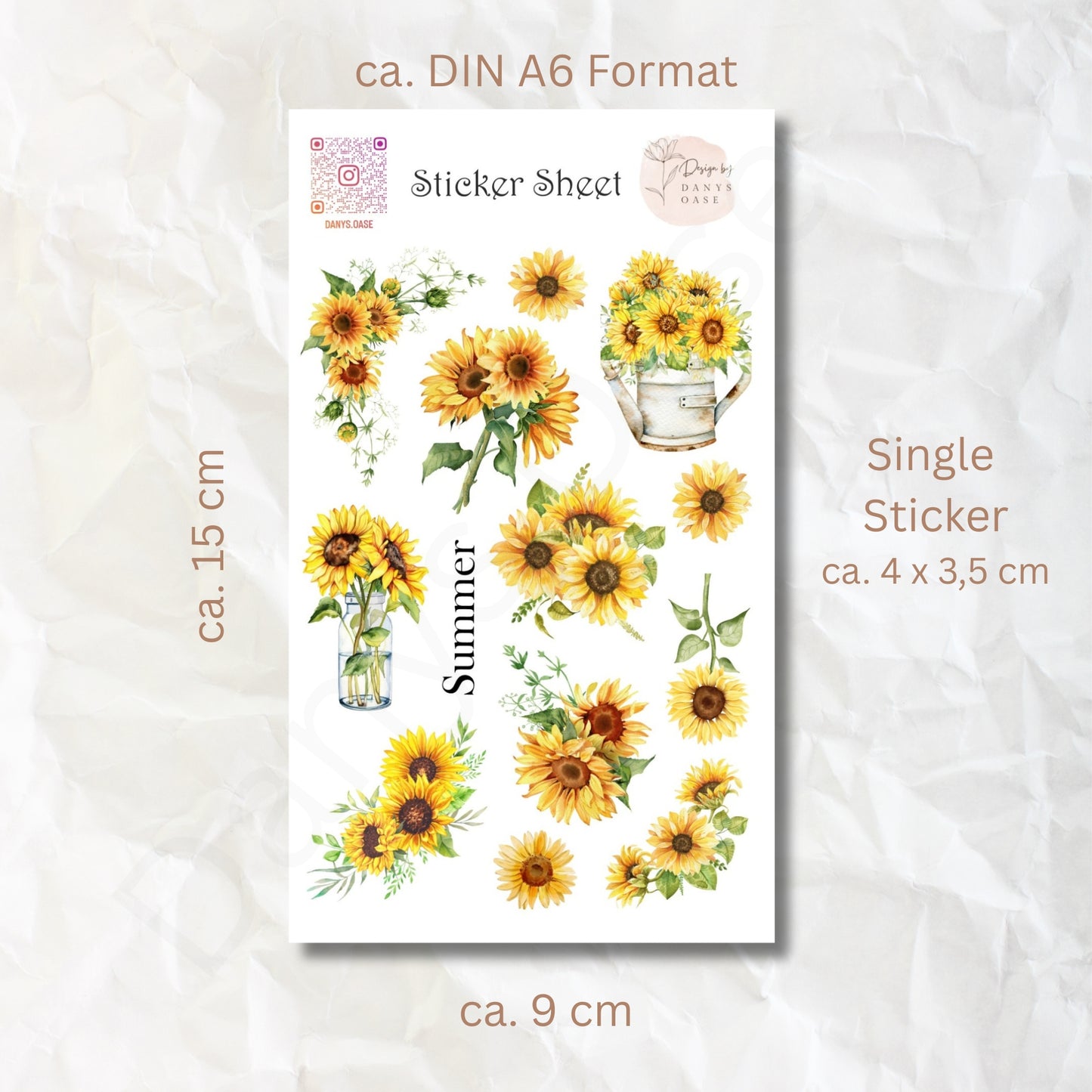 Sonnenblumen Sticker Set – 12 Aquarell-Motive