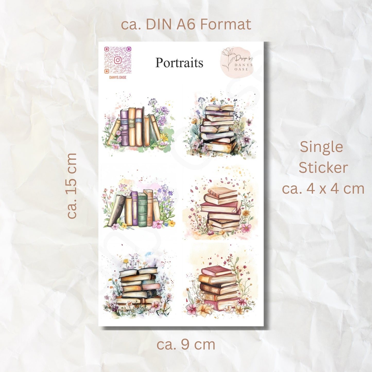 Sticker „Buchliebe“ – 6 Aquarell-Motive