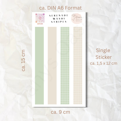 Stickers I 4 Faux Washi Stripes I Vintage I Grid I Collage I Journal I Scrapbooking