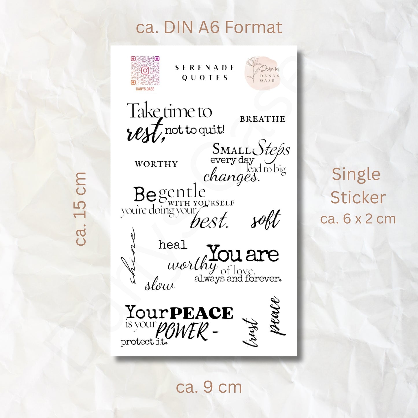 Sticker „Selfcare Quotes“ – 13 achtsame Zitate & Wörter