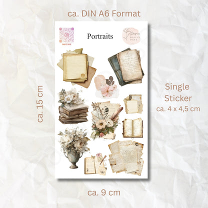 Sticker sheet “Vintage Cluster” – 10 nostalgic motifs (15 × 8.5 cm) – Stickers for journals, collages &amp; scrapbooking