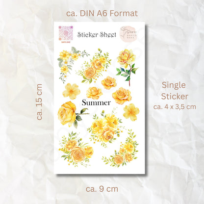 Vintage Blumen Sticker Set – 12 sommerliche Motive