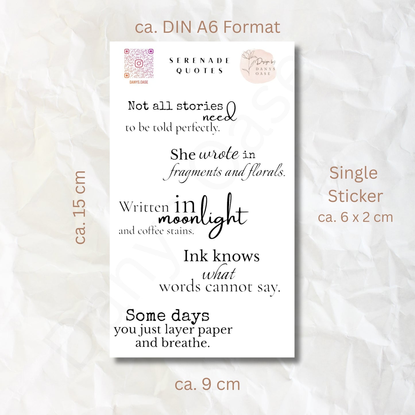 Sticker „Serenade Quotes“ – 13 poetische Zitate