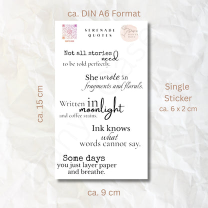 Sticker „Serenade Quotes“ – 13 poetische Zitate