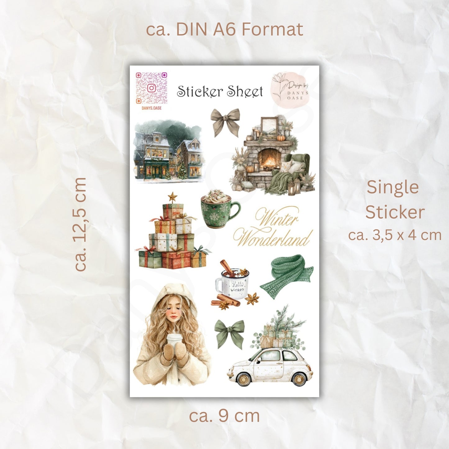 Winter Sticker Set – 11 watercolor motifs with houses &amp; cocoa for journaling &amp; DIY