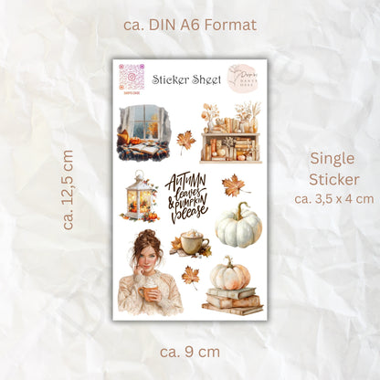 Autumn Sticker Set – 11 pumpkin motifs in watercolor vintage style for journaling &amp; decoration