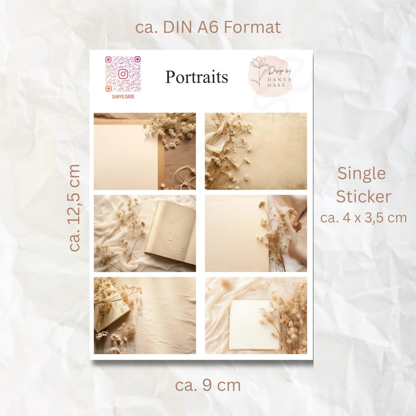 Vintage Portrait Sticker – 6 ästhetische Motive