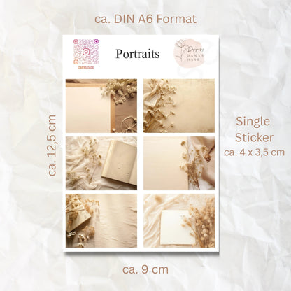 Vintage Portrait Sticker – 6 ästhetische Motive