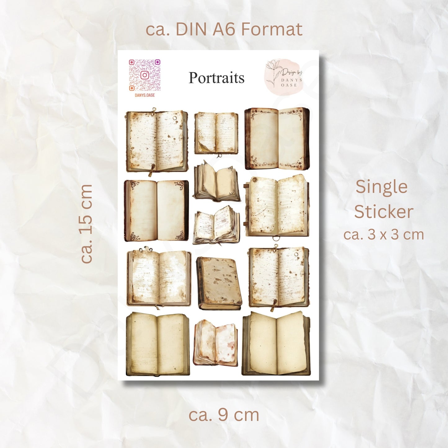 Vintage Books Sticker Set 10 Motifs Scrapbooking Journal Collage Decoration Ephemera