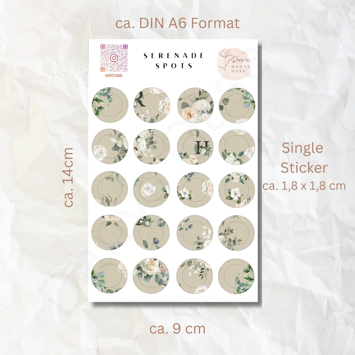 Sticker Set „Serenade Spots“ – 20 florale Vintage-Kreise